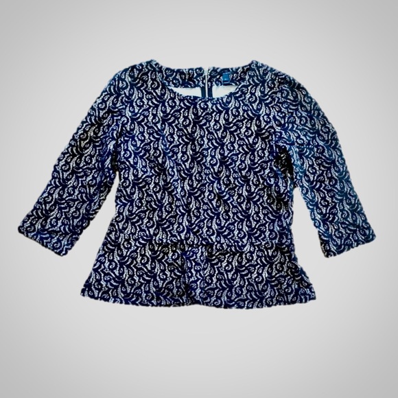 J. Crew Tops - J. Crew Black Peplum Lace Blouse Top Womens Medium